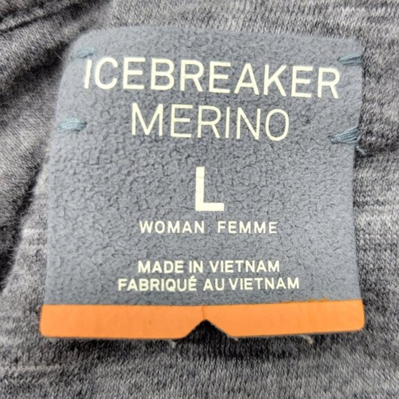 Icebreaker Women’s Mid-Layer Hooded Full Zip Vest Size Large Gray Merino Wool - Picture 8 of 10
